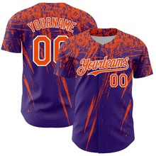 Load image into Gallery viewer, Custom Purple Orange-White Distressed Scratch Brush Stroke Authentic Baseball Jersey
