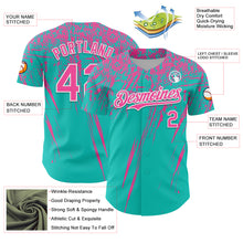 Load image into Gallery viewer, Custom Aqua Pink-White Distressed Scratch Brush Stroke Authentic Baseball Jersey