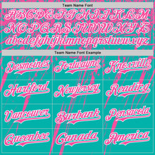 Load image into Gallery viewer, Custom Aqua Pink-White Distressed Scratch Brush Stroke Authentic Baseball Jersey