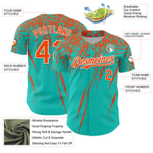 Load image into Gallery viewer, Custom Aqua Orange-White Distressed Scratch Brush Stroke Authentic Baseball Jersey