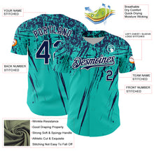 Load image into Gallery viewer, Custom Aqua Navy-White Distressed Scratch Brush Stroke Authentic Baseball Jersey