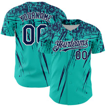 Load image into Gallery viewer, Custom Aqua Navy-White Distressed Scratch Brush Stroke Authentic Baseball Jersey