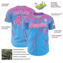 Load image into Gallery viewer, Custom Sky Blue Pink-White Distressed Scratch Brush Stroke Authentic Baseball Jersey