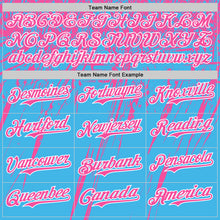 Load image into Gallery viewer, Custom Sky Blue Pink-White Distressed Scratch Brush Stroke Authentic Baseball Jersey