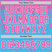 Load image into Gallery viewer, Custom Sky Blue Pink-White Distressed Scratch Brush Stroke Authentic Baseball Jersey