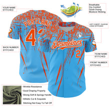 Загрузить изображение в средство просмотра галереи, Custom Sky Blue Orange-White Distressed Scratch Brush Stroke Authentic Baseball Jersey
