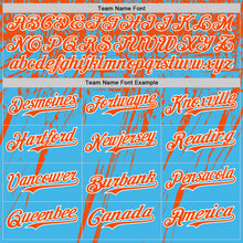 Загрузить изображение в средство просмотра галереи, Custom Sky Blue Orange-White Distressed Scratch Brush Stroke Authentic Baseball Jersey