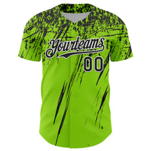Загрузить изображение в средство просмотра галереи, Custom Neon Green Black-White Distressed Scratch Brush Stroke Authentic Baseball Jersey
