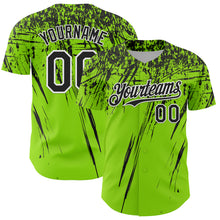 Загрузить изображение в средство просмотра галереи, Custom Neon Green Black-White Distressed Scratch Brush Stroke Authentic Baseball Jersey