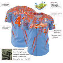 Laden Sie das Bild in den Galerie-Viewer, Custom Light Blue Orange-White Distressed Scratch Brush Stroke Authentic Baseball Jersey