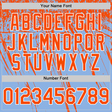 Laden Sie das Bild in den Galerie-Viewer, Custom Light Blue Orange-White Distressed Scratch Brush Stroke Authentic Baseball Jersey
