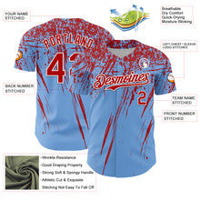 Load image into Gallery viewer, Custom Light Blue Red-White Distressed Scratch Brush Stroke Authentic Baseball Jersey