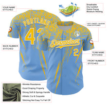 Load image into Gallery viewer, Custom Light Blue Yellow-White Distressed Scratch Brush Stroke Authentic Baseball Jersey
