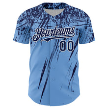 Charger l'image dans la galerie, Custom Light Blue Navy-White Distressed Scratch Brush Stroke Authentic Baseball Jersey