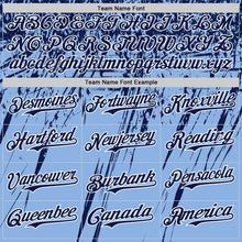 Charger l'image dans la galerie, Custom Light Blue Navy-White Distressed Scratch Brush Stroke Authentic Baseball Jersey