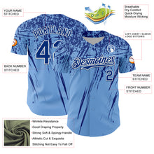 Load image into Gallery viewer, Custom Light Blue Royal-White Distressed Scratch Brush Stroke Authentic Baseball Jersey