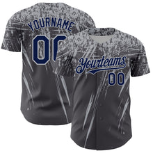 Charger l'image dans la galerie, Custom Steel Gray Navy-Gray Distressed Scratch Brush Stroke Authentic Baseball Jersey