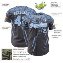 Load image into Gallery viewer, Custom Steel Gray Light Blue-White Distressed Scratch Brush Stroke Authentic Baseball Jersey