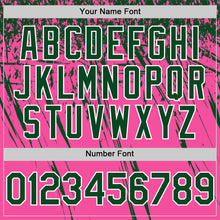 Load image into Gallery viewer, Custom Pink Green-White Distressed Scratch Brush Stroke Authentic Baseball Jersey