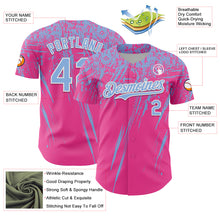 Laden Sie das Bild in den Galerie-Viewer, Custom Pink Light Blue-White Distressed Scratch Brush Stroke Authentic Baseball Jersey