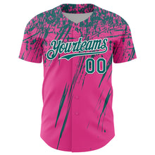 Load image into Gallery viewer, Custom Pink Teal-White Distressed Scratch Brush Stroke Authentic Baseball Jersey