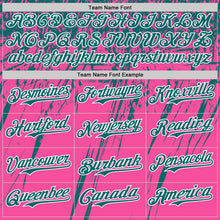 Load image into Gallery viewer, Custom Pink Teal-White Distressed Scratch Brush Stroke Authentic Baseball Jersey