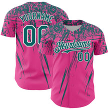Load image into Gallery viewer, Custom Pink Teal-White Distressed Scratch Brush Stroke Authentic Baseball Jersey