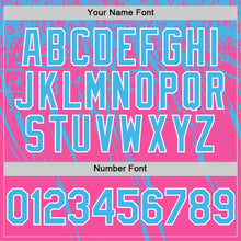 Load image into Gallery viewer, Custom Pink Sky Blue-White Distressed Scratch Brush Stroke Authentic Baseball Jersey