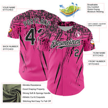 Charger l'image dans la galerie, Custom Pink Black-White Distressed Scratch Brush Stroke Authentic Baseball Jersey