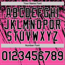 Charger l'image dans la galerie, Custom Pink Black-White Distressed Scratch Brush Stroke Authentic Baseball Jersey