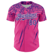 Load image into Gallery viewer, Custom Pink Purple-White Distressed Scratch Brush Stroke Authentic Baseball Jersey