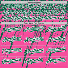 Load image into Gallery viewer, Custom Pink Kelly Green-White Distressed Scratch Brush Stroke Authentic Baseball Jersey