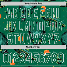 Laden Sie das Bild in den Galerie-Viewer, Custom Kelly Green White 3D Pattern Design Alien UFO Space Authentic Baseball Jersey