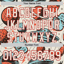 Load image into Gallery viewer, Custom Cream Red 3D Pattern Design Alien UFO Space Authentic Baseball Jersey