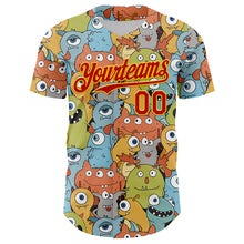 Load image into Gallery viewer, Custom White Red-Gold 3D Pattern Design Alien Monster Mash Authentic Baseball Jersey