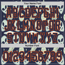 Laden Sie das Bild in den Galerie-Viewer, Custom Navy Orange 3D Pattern Design Alien UFO Space Authentic Baseball Jersey