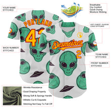 Load image into Gallery viewer, Custom White Gold-Red 3D Pattern Design Alien UFO Space Authentic Baseball Jersey
