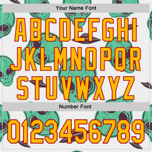 Load image into Gallery viewer, Custom White Gold-Red 3D Pattern Design Alien UFO Space Authentic Baseball Jersey