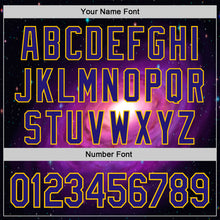 Laden Sie das Bild in den Galerie-Viewer, Custom Black Dark Purple-Yellow 3D Pattern Design Alien UFO Space Galaxy Authentic Baseball Jersey