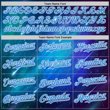 Laden Sie das Bild in den Galerie-Viewer, Custom Blue Electric Blue-White 3D Pattern Design Alien UFO Space Galaxy Authentic Baseball Jersey
