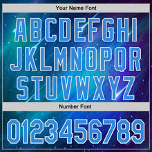 Laden Sie das Bild in den Galerie-Viewer, Custom Blue Electric Blue-White 3D Pattern Design Alien UFO Space Galaxy Authentic Baseball Jersey