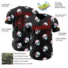 Load image into Gallery viewer, Custom Black Red 3D Pattern Design Cartoon Alien Authentic Baseball Jersey