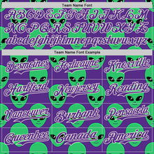 Load image into Gallery viewer, Custom Purple Green-Cream 3D Pattern Design Cartoon Alien Authentic Baseball Jersey
