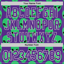 Load image into Gallery viewer, Custom Purple Green-Cream 3D Pattern Design Cartoon Alien Authentic Baseball Jersey