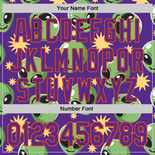 Laden Sie das Bild in den Galerie-Viewer, Custom Purple Green-Orange 3D Pattern Design Cartoon Alien Authentic Baseball Jersey