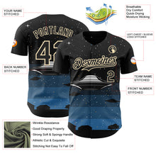 Charger l'image dans la galerie, Custom Black Cream 3D Pattern Design Alien UFO Galaxy Night Sky Town Authentic Baseball Jersey