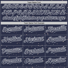 Laden Sie das Bild in den Galerie-Viewer, Custom Black Navy Orange-White 3D Pattern Design Alien UFO Galaxy Authentic Baseball Jersey