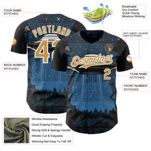 Laden Sie das Bild in den Galerie-Viewer, Custom Blue Old Gold Black-White 3D Pattern Design Alien UFO Galaxy Authentic Baseball Jersey