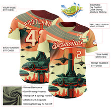 Load image into Gallery viewer, Custom Orange Cream-Red 3D Pattern Design Alien Spaceship Fleet UFO Galaxy Authentic Baseball Jersey