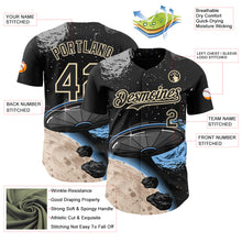 Load image into Gallery viewer, Custom Black Cream 3D Pattern Design Alien Space Meteor UFO Galaxy Authentic Baseball Jersey